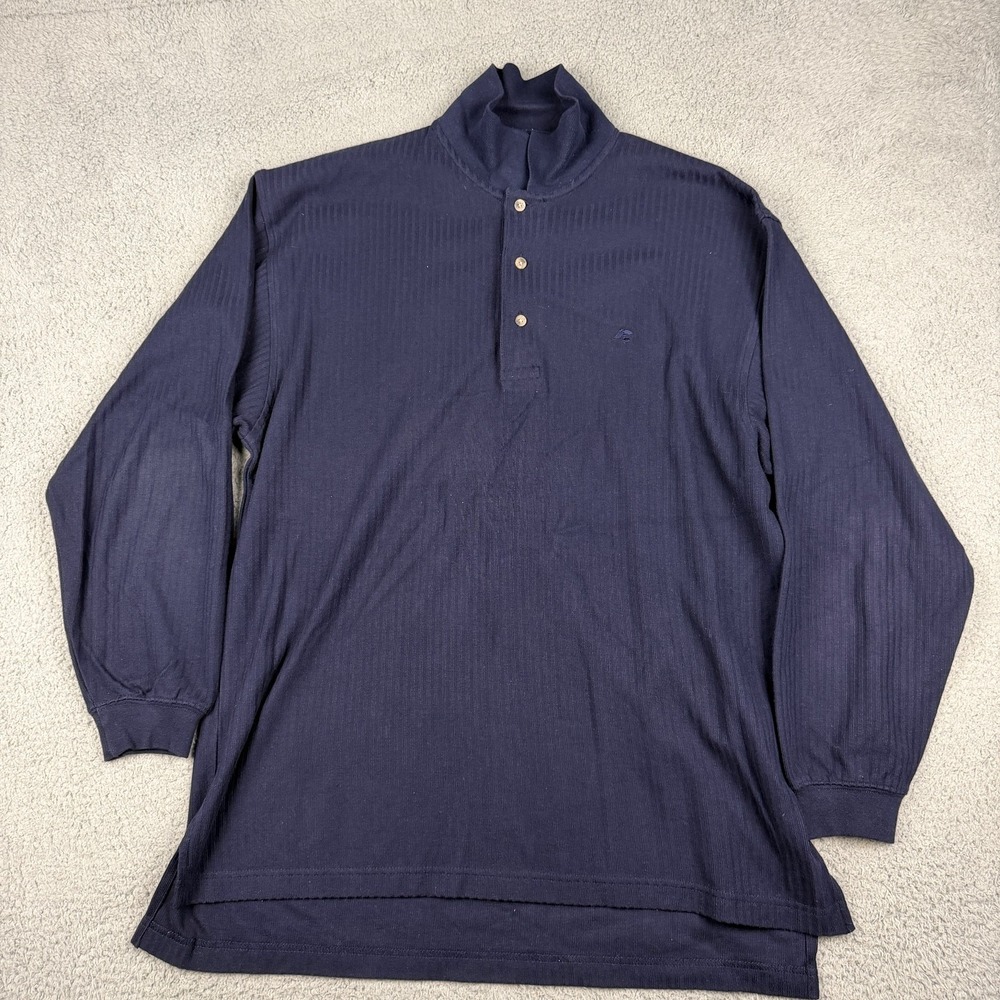 VTG Pendleton Shirt Mens L Navy Blue Ribbed Knit Henley Long Sleeve 90s